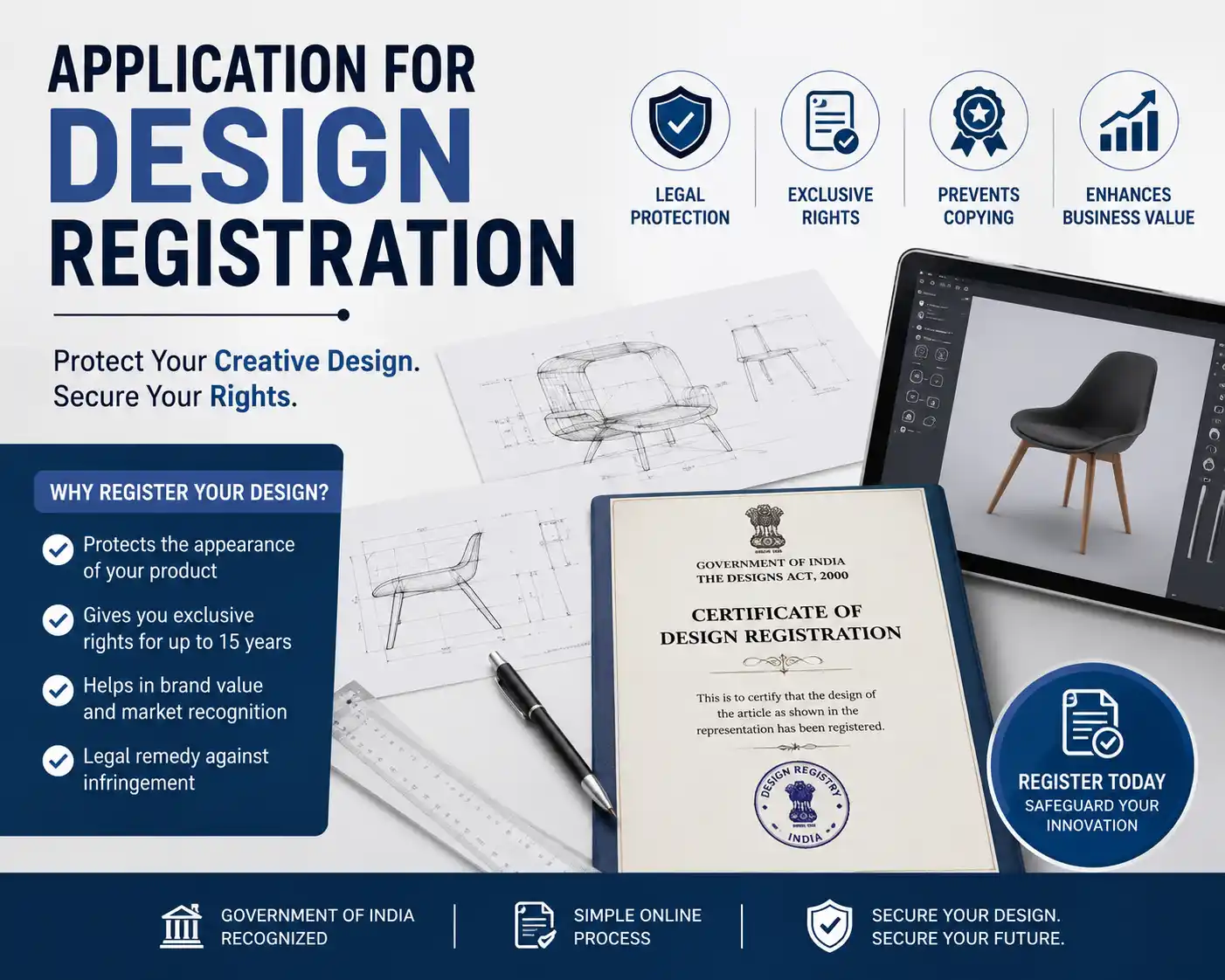 Application for Design Registration Online in India – Protect Industrial Design & Product Appearance